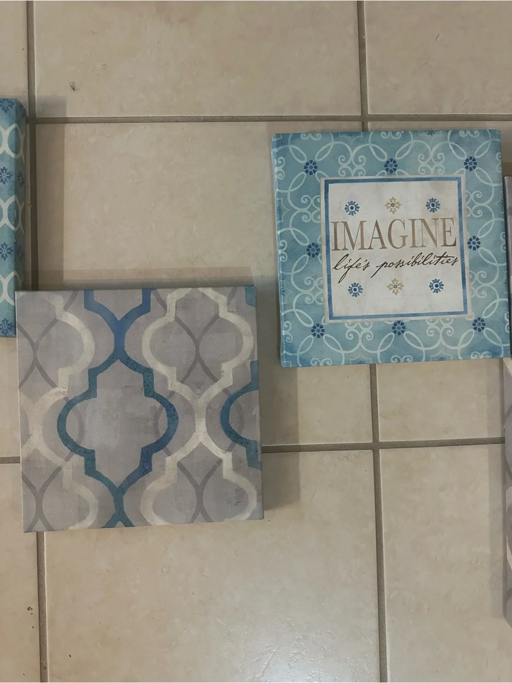 Set of 3 Blue & Gray Wall Art Canvases